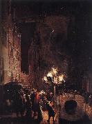 POEL, Egbert van der Celebration by Torchlight on the Oude Delft af Spain oil painting artist